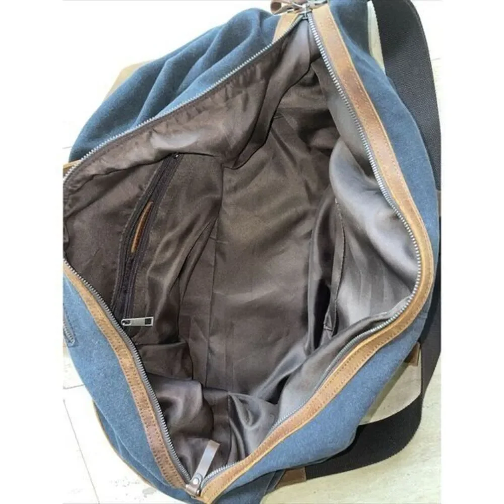 BLUBOON Weekender Overnight Duffel Bag Canvas Leather Rustic‎ 20x9x16